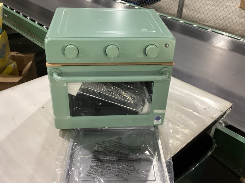 Condition photo showing New/Like New for bella Air Fry Toaster Oven, 7 Preset Cooking Options, Dishwasher-Safe EverGood Coated Trays Included, 60-Minute Auto Shutoff w Audible Timer, Power Indicator Light, 1700 Watt, Seaglass