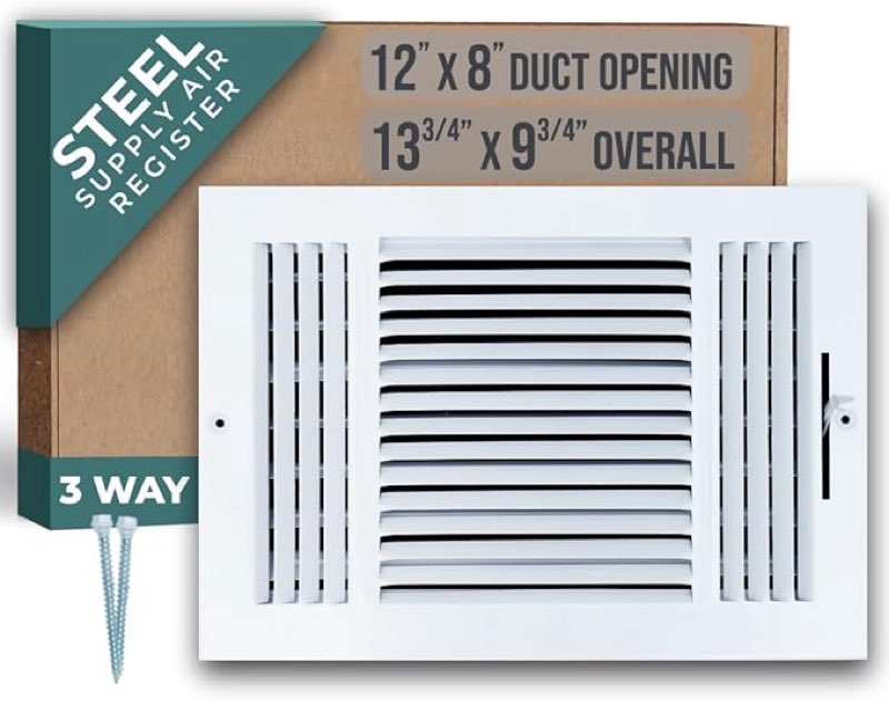Fits 12x8 Duct Opening | Steel Return Air Grille by Handua | Vent Cover Grill for Sidewall and Ceiling | White | HVAC Cold Air Intake Grille | Outer Dimensions: 13.75"W X 9.75"H 1 12"W x 8"H [Duct Opening]