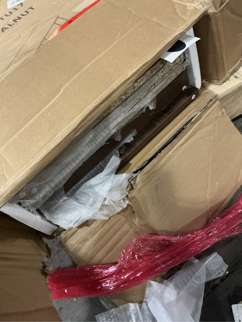 Condition photo showing As Is for GIA Home Furniture Living Room Set Including 65 inch TV Unit & Console Table, Set of 2, Marble Vein Walnut