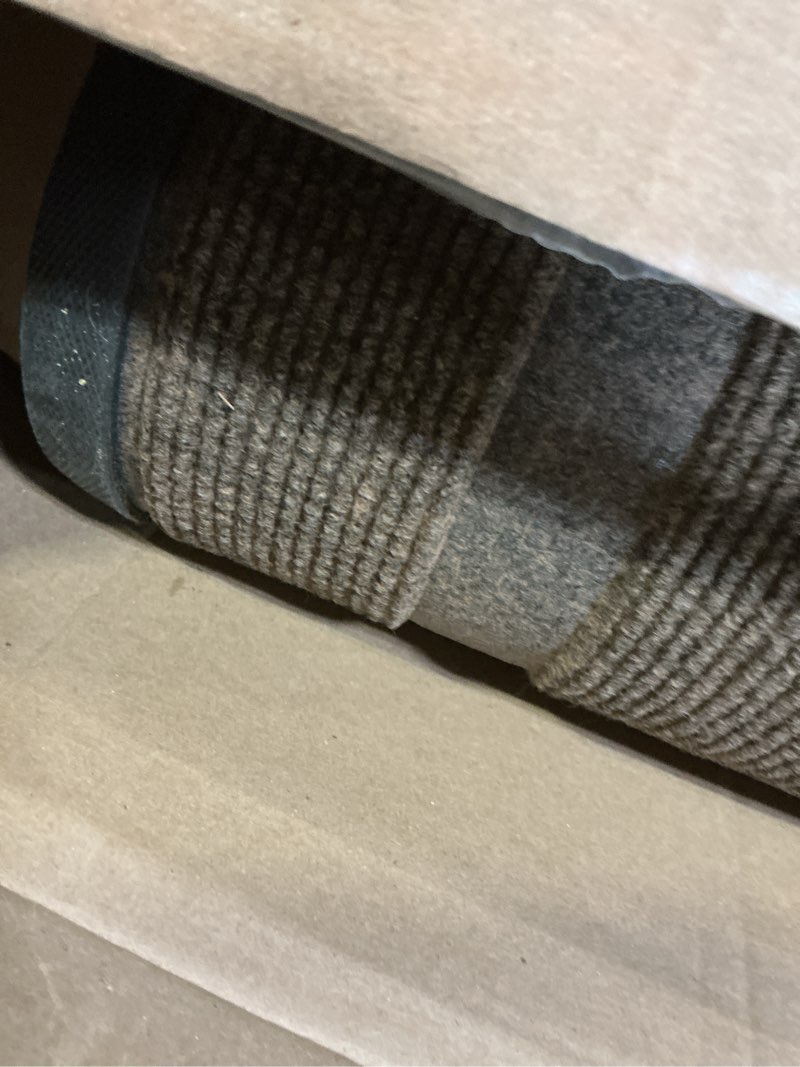 Condition photo showing As Is for OLANLY Half Circle Door Mat Indoor Outdoor Entrance Welcome, Waterproof All-Season, All-Weather Doormat, Sturdy Natural Rubber, Low Profile, Easy Clean Patio Porch Entryway Mat, 59x23, Brown Brown Classic Border Semicircular 59" x 23"