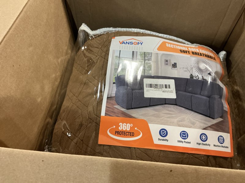 Condition photo showing Good Condition for vansofy extra large reclining sectional couch covers, washable 5-piece sofa covers for l shape sectional sofa corner seater, thick, soft sofa slipcovers (5 seat recliner cover, light coffee)