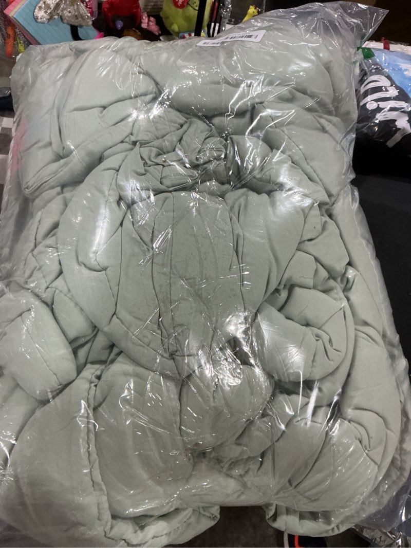 Condition photo showing Good Condition for CozyLux King Size Comforter Set - Sage Green Comforter King Size, 3 Pieces Box Stitched Bed Set for 