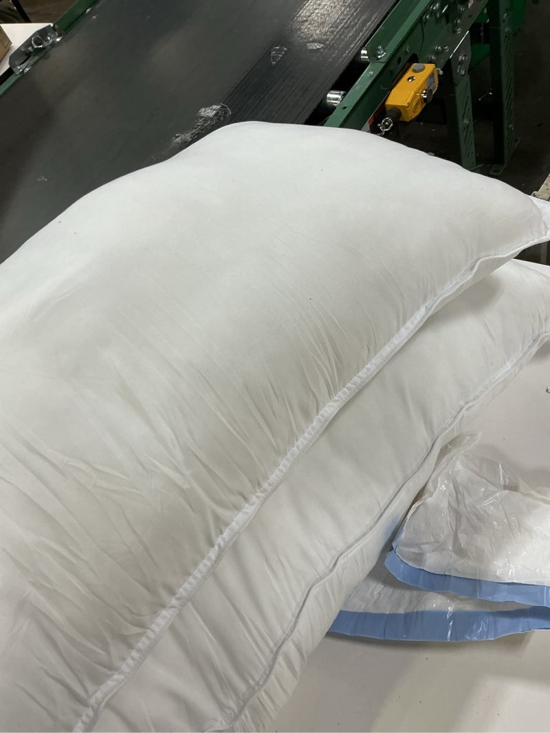 Condition photo showing As Is for Amazon Basics Down-Alternative Pillows for Stomach and Back Sleepers, Soft Density, 20 x 36 inches, 2-Pack, White King (Pack of 2) Soft Pillow