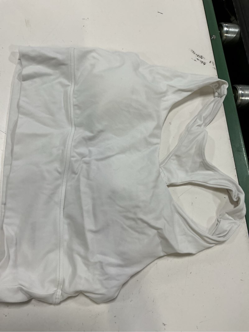 Condition photo showing As Is for quojizy strappy sports bra longline sports bras for women open back workout tops racerback sports bra for gym yoga white x-large