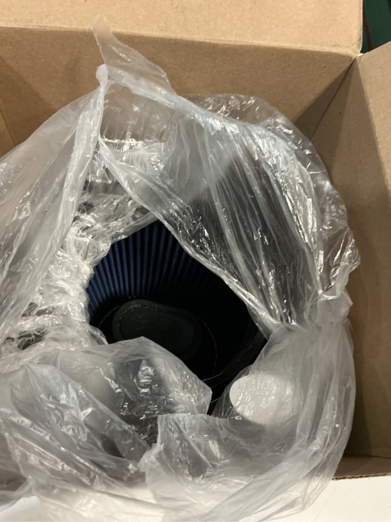 Condition photo showing As Is for afe power magnum force intake replacement air filter w/pro 5r oiled media 5 in f x (9x7-1/2) in b x (6-3/4x5-1/2) in t x 7 in h #24-91064 pro 5r - 5 layer oiled media