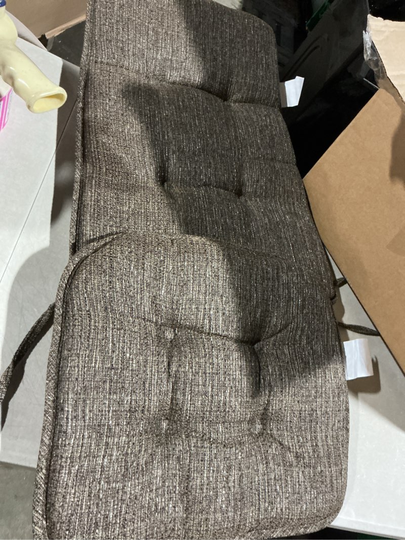 Condition photo showing As Is for downluxe indoor/outdoor rocking chair cushion set, tufted comfortable cushions for rocking chairs with ties and non-slip backing