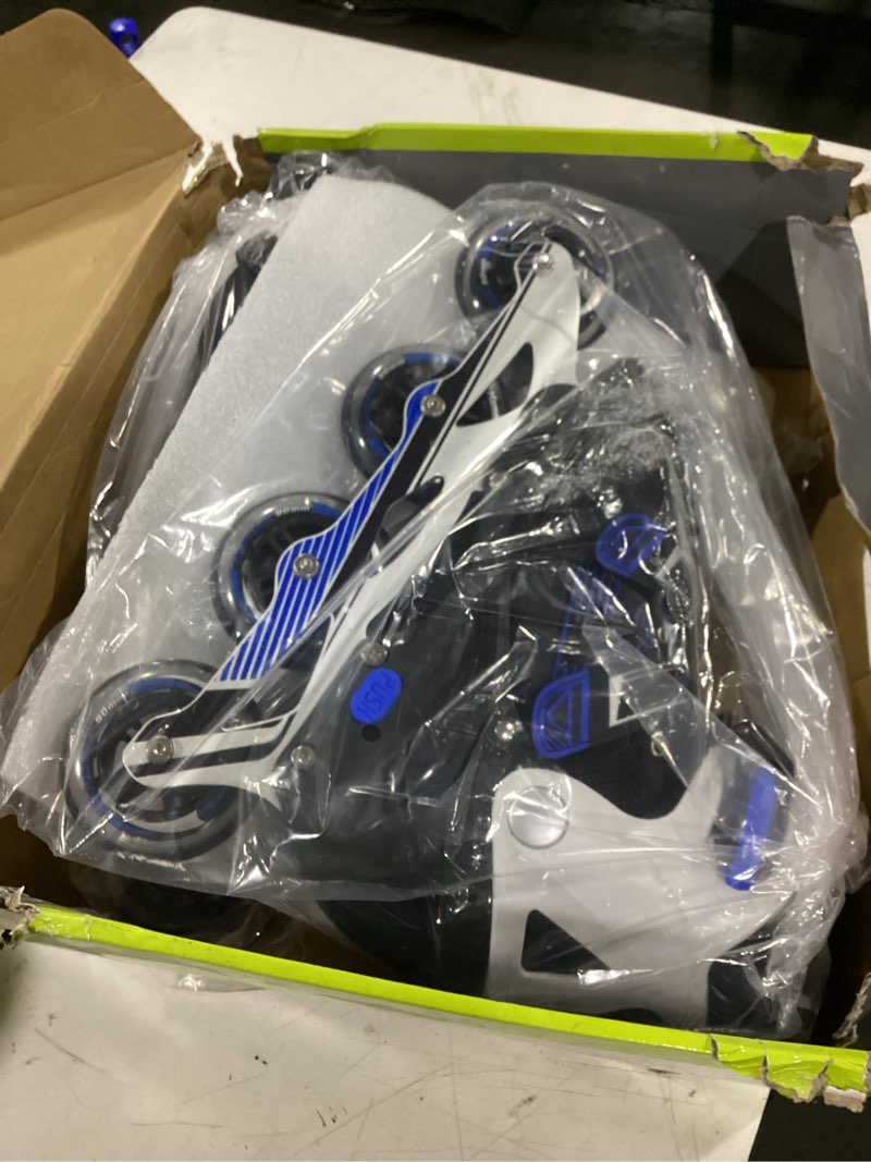 Condition photo showing Good Condition for mammygol adult inline skates for men women, blades roller with carbon steel bearings, tpr brake, 3d mesh, eva lining, pvc upper | adjustable size better fit for beginner skating blue xxl(men9.5-12/women10.5-13)