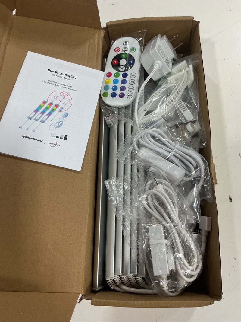 Condition photo showing Good Condition for smart under cabinet lighting strip lights white & color changing dimmable work with alexa google smart thing phone app, rgb multi colored lamp for kitchen counter light fixture (6 lights bar kit)