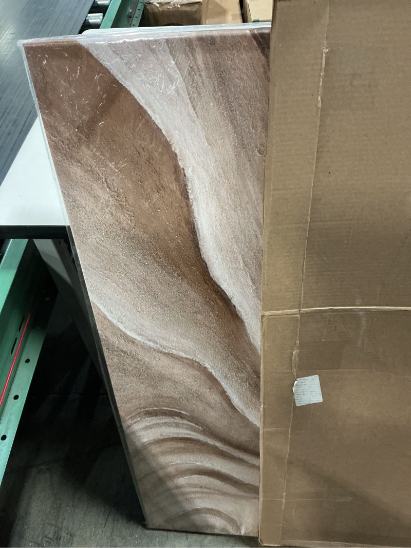 Condition photo showing Good Condition for MLART99 Modern Abstract Beige and Brown Canvas Wall Art Textured Minimalist Line Painting Wave-Inspired Artwork for Living Room Bedroom Office Home Decor 24x48 Inch 48"L x 24"W Brown and White