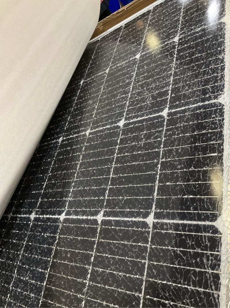 Condition photo showing As Is for renogy solar panels 200 watt n-type, 24 volt 200w solar panel 16bb 25% high-efficiency solar cell, 24v pv module power charger for class b van rv marine cabin roof home farm 200 w n-type solar panel