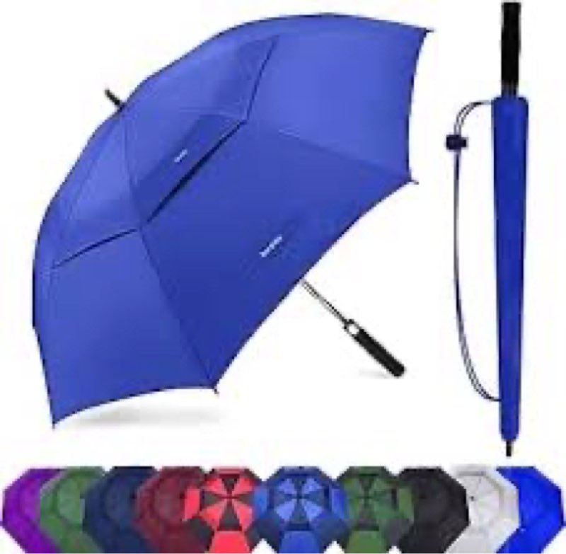 Golf Umbrella Large 58/62/68 Inch Automatic Open Golf Umbrella Extra Large Oversize Double Canopy Vented Umbrella Windproof Waterproof for Men and Women Navy Blue/Royal Blue 72 inch
