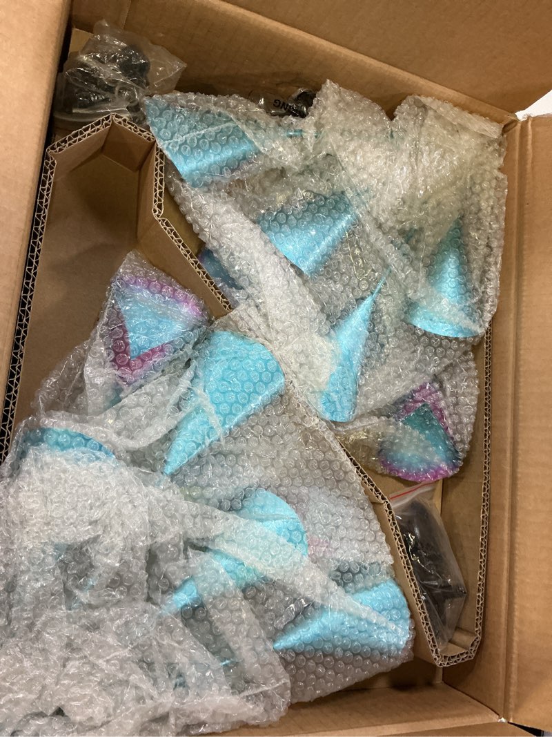 Condition photo showing New/Like New for decoroca large outdoor metal wind spinners - wind sculptures & spinners for yard patio lawn garden decorations, windmill outdoor clearance with stable metal stake(blue&green rotating)