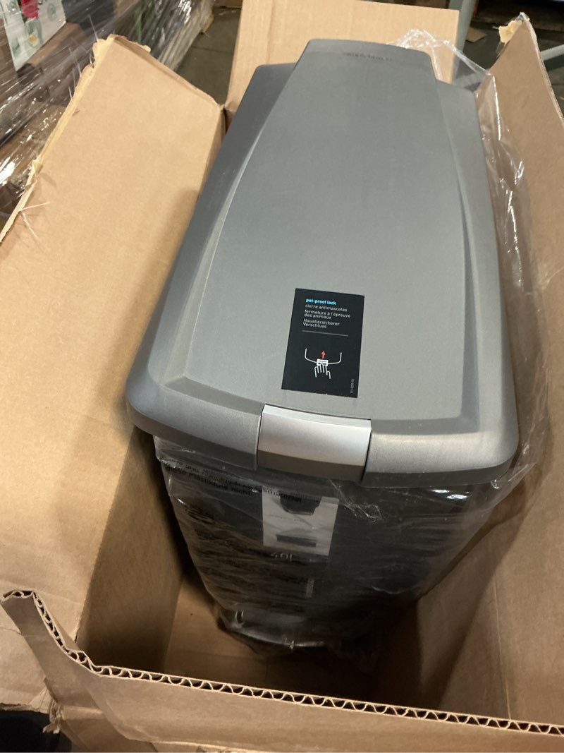 Condition photo showing Good Condition for simplehuman 40 liter / 10.6 gallon slim kitchen step trash can with secure slide lock, grey plastic gray