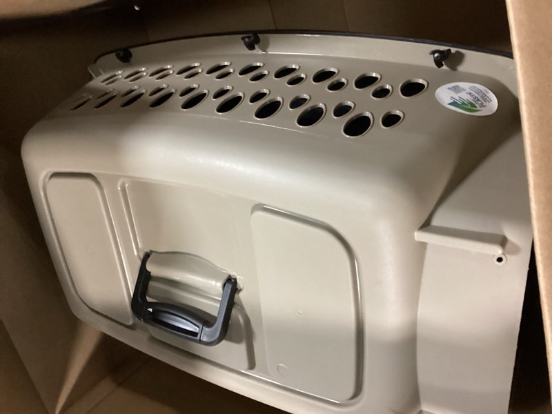 Condition photo showing Good Condition for Petmate Vari Dog Kennel Portable Carriers & Crates for Smaller Dogs or Puppies and Pets 10 to 20 lbs, Airline-Friendly Plastic Pet Carrier For Home and Travel, 24" Long, Taupe & Black, 24” x 16.7” x 14.5” 24.0"L x 16.7"W x 14.5"H Kennel Only