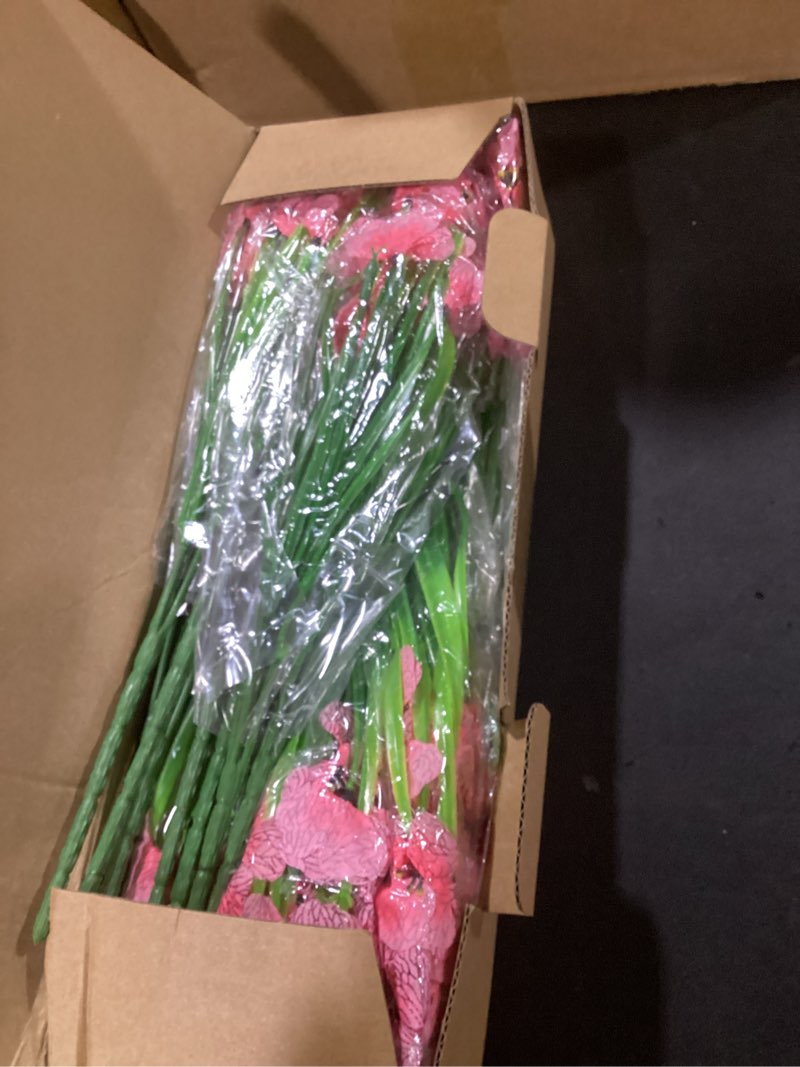 Condition photo showing Good Condition for 24 bundles artificial flowers for outdoors, realistic fake silk flowers for outside decoration, no fade faux plants outdoor planter window box porch patio decor(pink) pink 24pcs
