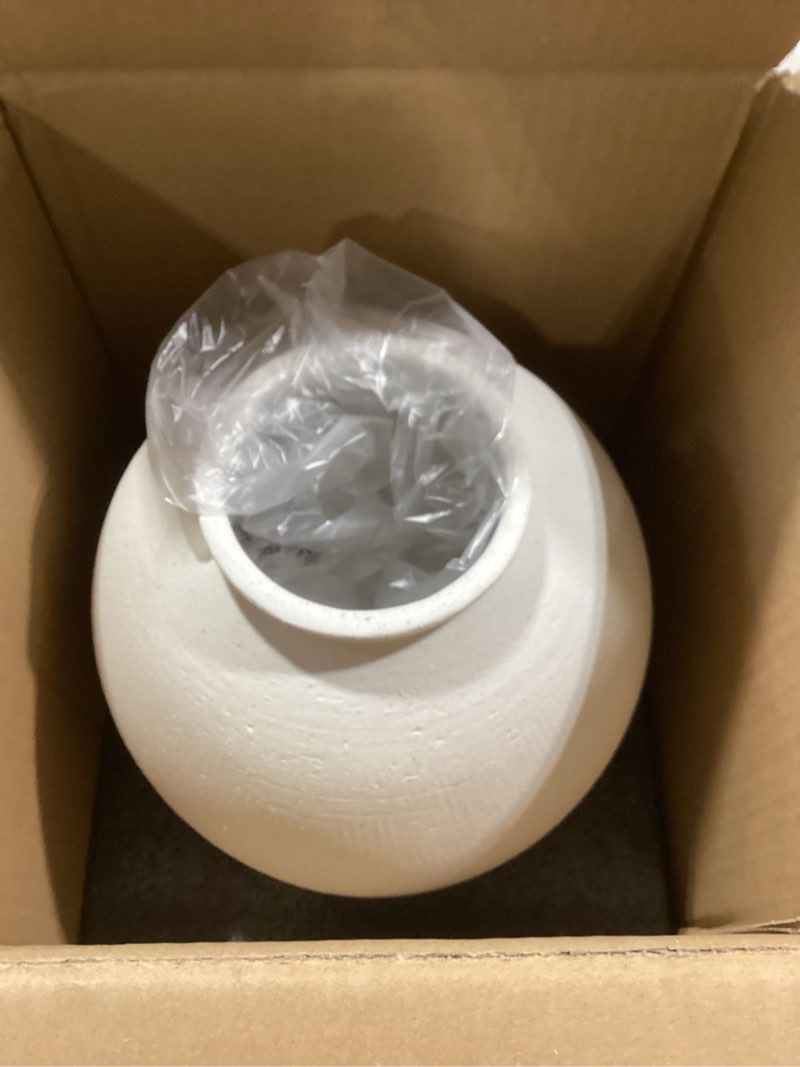Condition photo showing Good Condition for Large White Ceramic Vase - 9.8 Inch Rustic Farmhouse Vase for Home Decor, Minimalist Tall Vases for Living Room, Table, Bathroom, Holiday & Weddings (Sandstone White) Sandstone White 9.8 inch