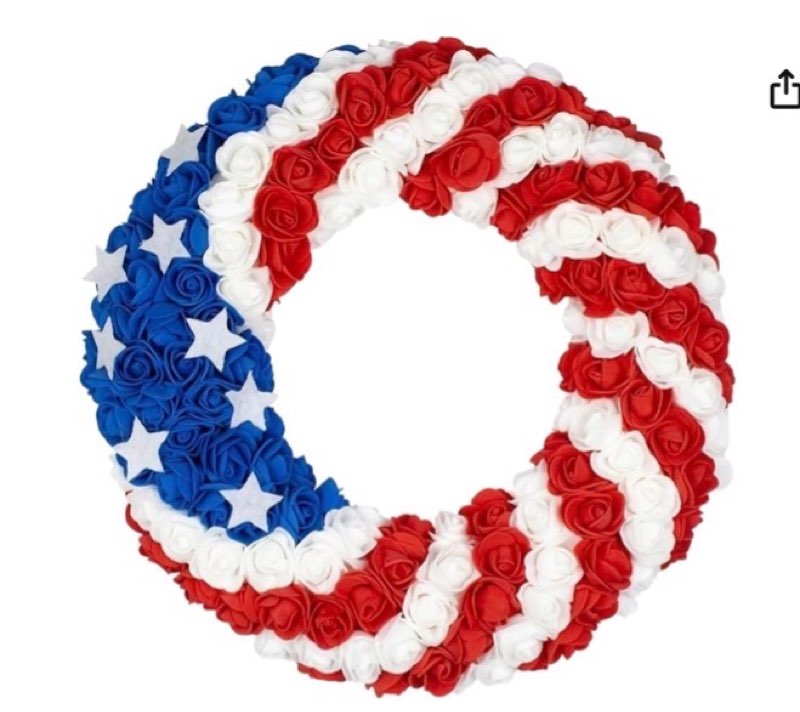 4th of july wreath for front door, 18 in patriotic door wreath red white and blue wreath for 4th of july, independence day, american flag themed front door decor, star floral pride wreath (g)