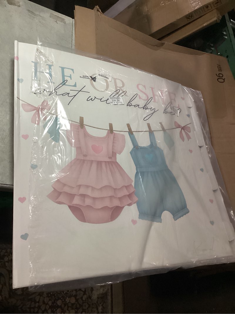Condition photo showing Good Condition for AmazingSpark 28in Jumbo Gender Reveal Gift Box Kit with Oversized Box Giant Pull Bows for Gender Reveal Baby Shower Birthday Party Decor (Baby Clothes)