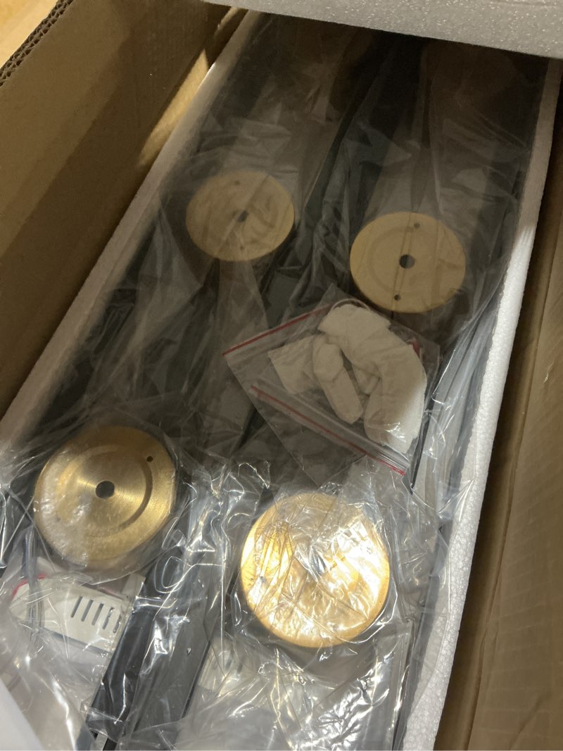 Condition photo showing Good Condition for garwarm modern ceiling light track lighting fixtures, 48.4 inch dimmable led kitchen ceiling light with remote 6-light black led chandelier for dining room bedroom black/72w/l123cm