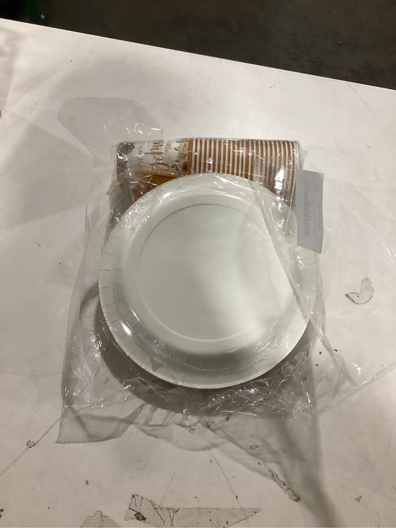 Condition photo showing As Is for Little Pumpkin Baby Shower Decorations, 150pcs A Little Pumpkin Is On The Way Tableware Set include Pumpkin Plates and Napkins, Paper Napkins for Fall Baby Shower Party Supplies