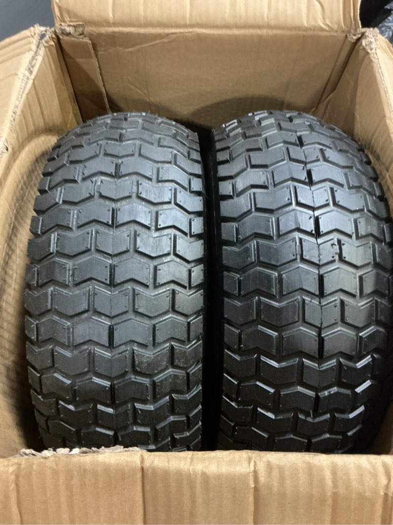 Condition photo showing Good Condition for 16x6.5-8 tubeless tire and wheel,2 pcs replacement riding lawn mower garden tractor front wheel tire and wheel with 3" offset hub, 3/4" bearing or 1" bore bushing 16x6.5-8-nylon tires