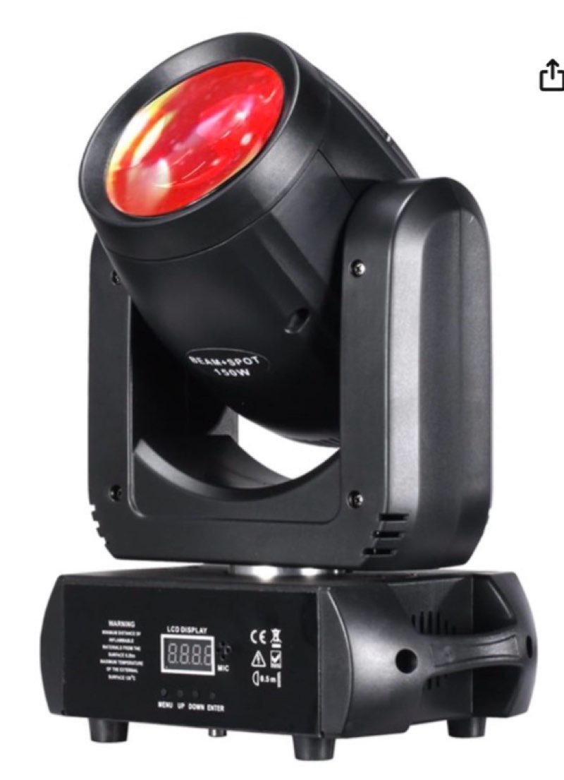 150W Moving Head DJ Lights LED Stage Light Mini Beam Spot 8 Gobos 8 Colors Stage Lighting DMX 512 12CH with Sound Activated for Wedding Live Show Disco Events Party(150W, 1)