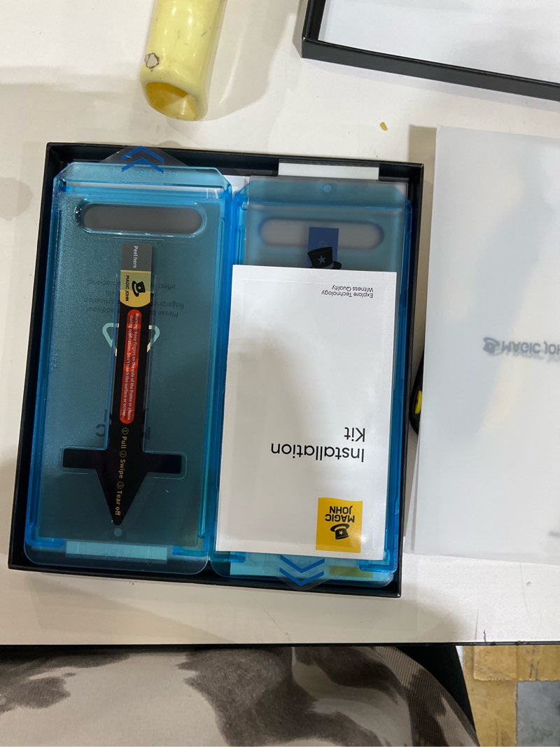 Condition photo showing As Is for MAGIC JOHN 2 Pack for Samsung Galaxy S24 Ultra Privacy Glass Screen Protector 6.8 inch, 28° Anti-spy Tempered Glass Film, Auto Dust-Elimination Installation, Bubble Free, Case Friendly