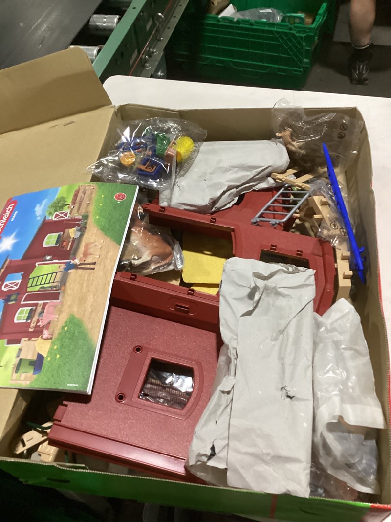 Condition photo showing As Is for schleich farm world - 92pc red barn farm playset with animals, farmer, accessories and movable pieces - realistic barnyard animal figurines - fun educational toys for kids, toddlers ages 3+ | 42606