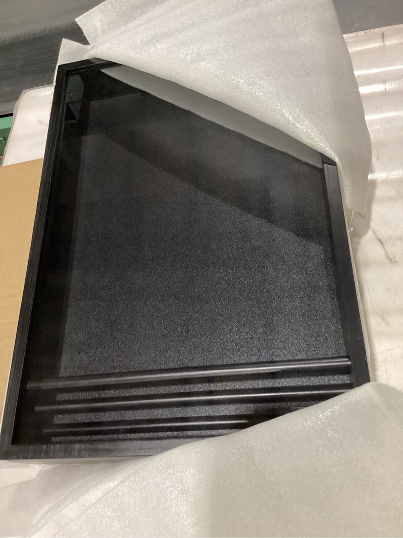 Condition photo showing New/Like New for Medal Hanger Display Case, Dust-Proof 22"x15" Wall Mount medal holder with 3 Hanging Rods & Trophy Shelf, Holds 60+ Medals, HD Tempered Glass, Solid Wood, for gymanstics,race,soccer,swim