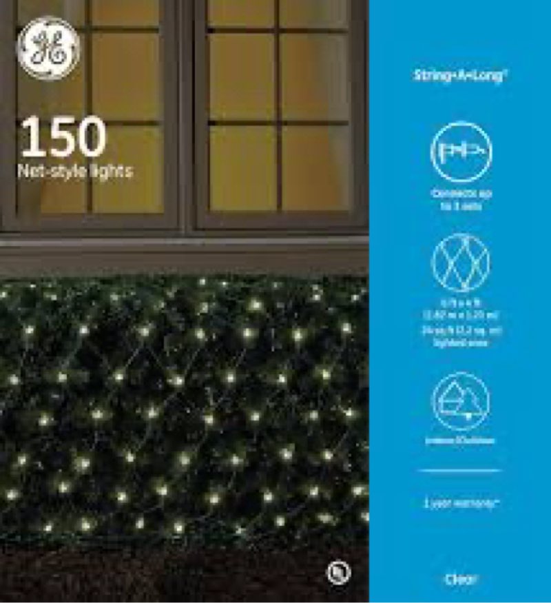 ge staybright 150-count warm white led net-style christmas lights 6ft x 4ft
