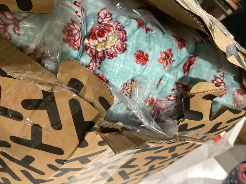 Condition photo showing Good Condition for boho style queen quilt set reversible bohemian floral strip quilt beddding set, soft and lightweight bedspread for all season, full size bed coverlet with 2 matching pillow shams (3 pieces) mustard floral full/queen