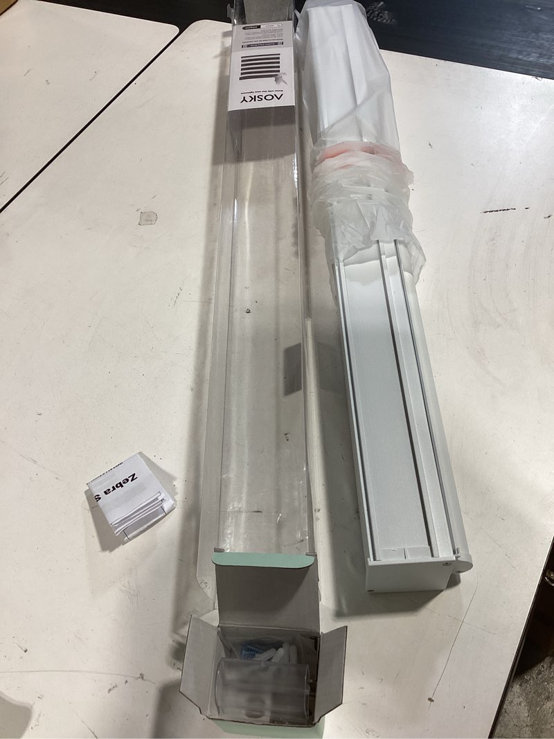 Condition photo showing New/Like New for aosky cordless zebra blinds for windows pull down roller window shades dual layer light filtering privacy for day and night, free-stop door shades for home easy to install (32" w x 72" h, white) 32"w x 72"h white