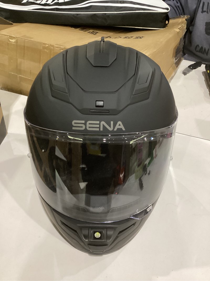 sena phantom full face smart motorcycle helmet with integrated communications, led lighting, and 2nd