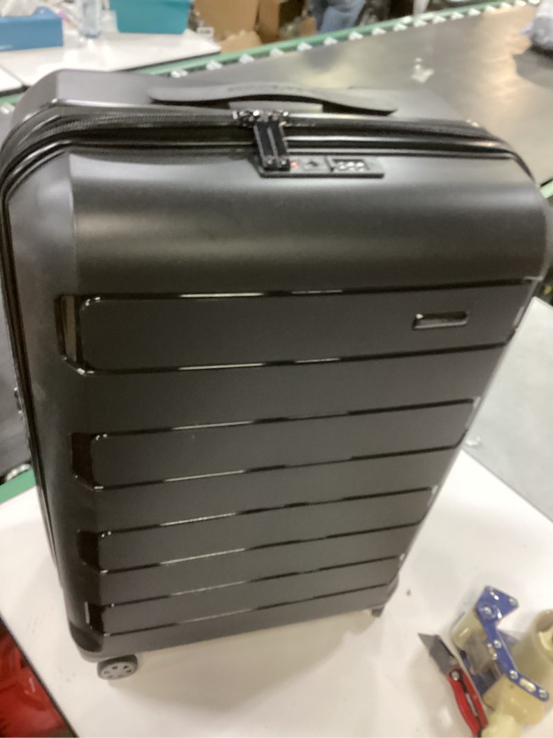 Condition photo showing As Is for Traveler's Choice Pagosa Indestructible Hardshell Expandable Spinner Luggage, Black, 2-Piece Set (22/26) 2-Piece Set (22/26) Black