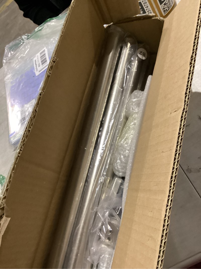 Condition photo showing New/Like New for Brushed Nickel Curtain Rod - 28-150" with Internal Splicing, Adjustable Room Darkening Design, Aluminum Finials and Brackets, Wrap Around 28-150" Brushed Nickel