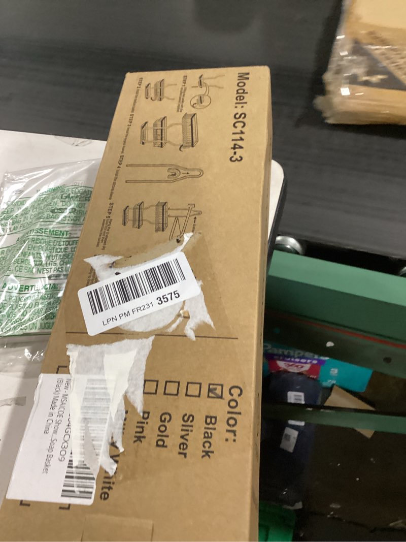 Condition photo showing Good Condition for Shower Caddy Hanging - Never Rust Shower Hanging Organizer - Aluminum Over the ShowerHead Caddy with Soap Basket and 6 Hooks for Razor/Sponge (Black)