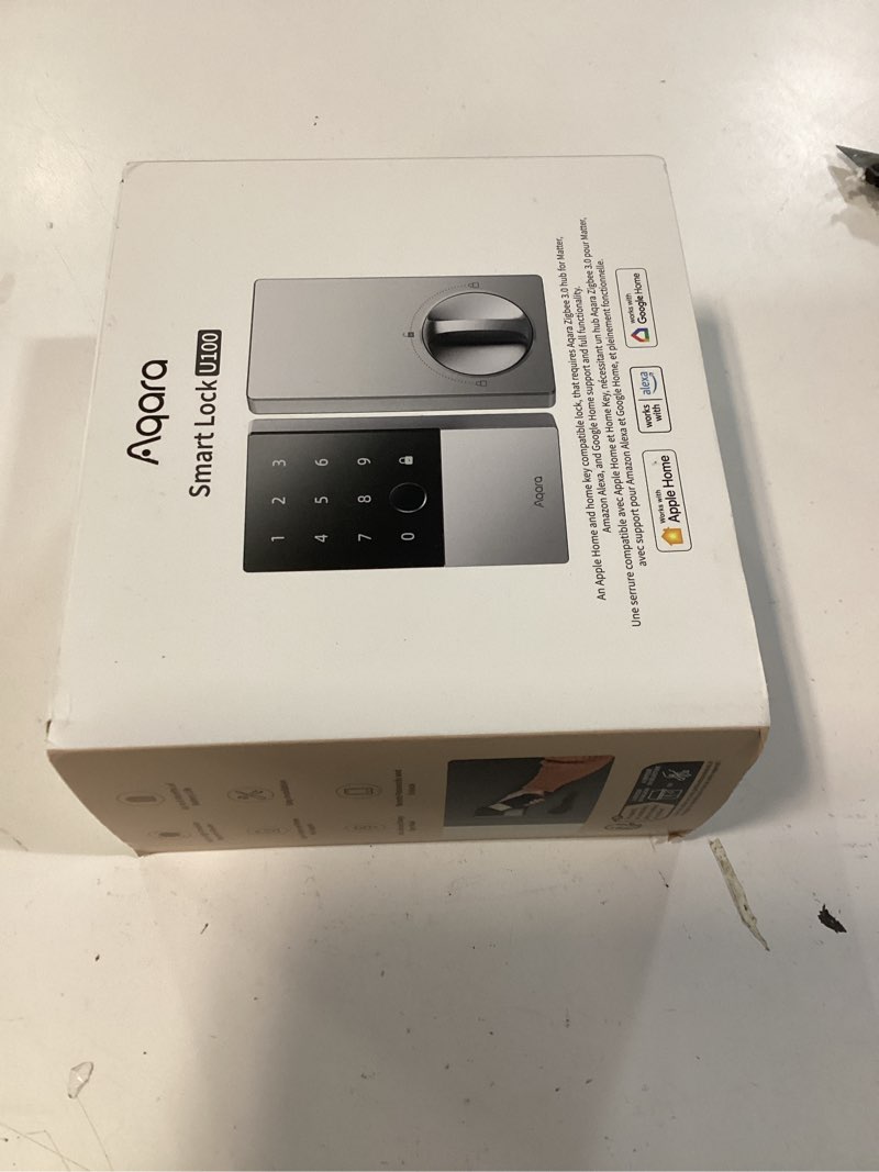 Condition photo showing New/Like New for aqara smart lock u100, fingerprint keyless entry door lock with apple home key, touchscreen keypad, smart electronic deadbolt, ip65 weatherproof, supports apple homekit, alexa, google, ifttt, silver
