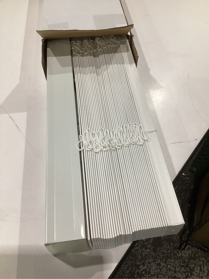 Condition photo showing Good Condition for cordless room darkening plantation blind - 33 inch width, 64 inch length, 2" vinyl slat size - white - gii madera falsa faux wood, light filtering horizontal windows blinds by achim home decor white 33"w x 64"h
