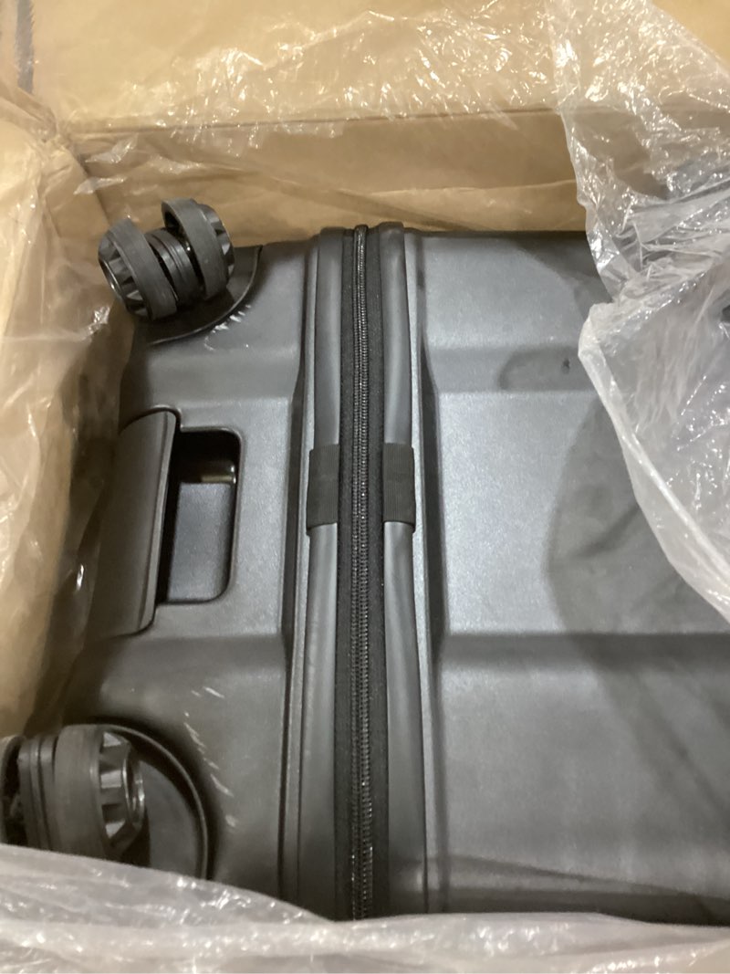 Condition photo showing As Is for traveler's choice ultimax ii polycarbonate hardside luggage with spinner wheels, matte black, 28-inch medium trunk 28-inch medium trunk matte black