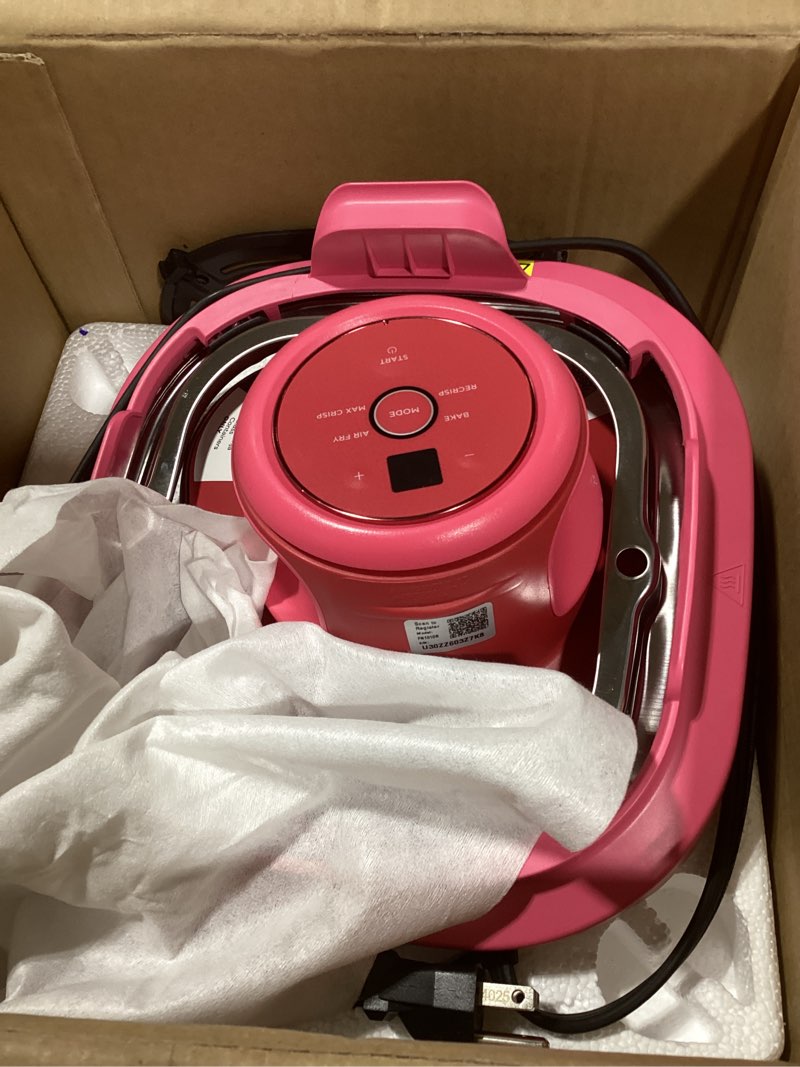 Condition photo showing New/Like New for Ninja Crispi 4-in-1 Glass Air Fryer | 450°F | Non-Toxic | 4QT & 6-Cup Glass Containers w/Lids | Microwave, Freezer, Dishwasher Safe | Max Crisp, Air Fry, Bake, Recrisp | Cherry Crush | FN101DR Cherry Crush 4 QT