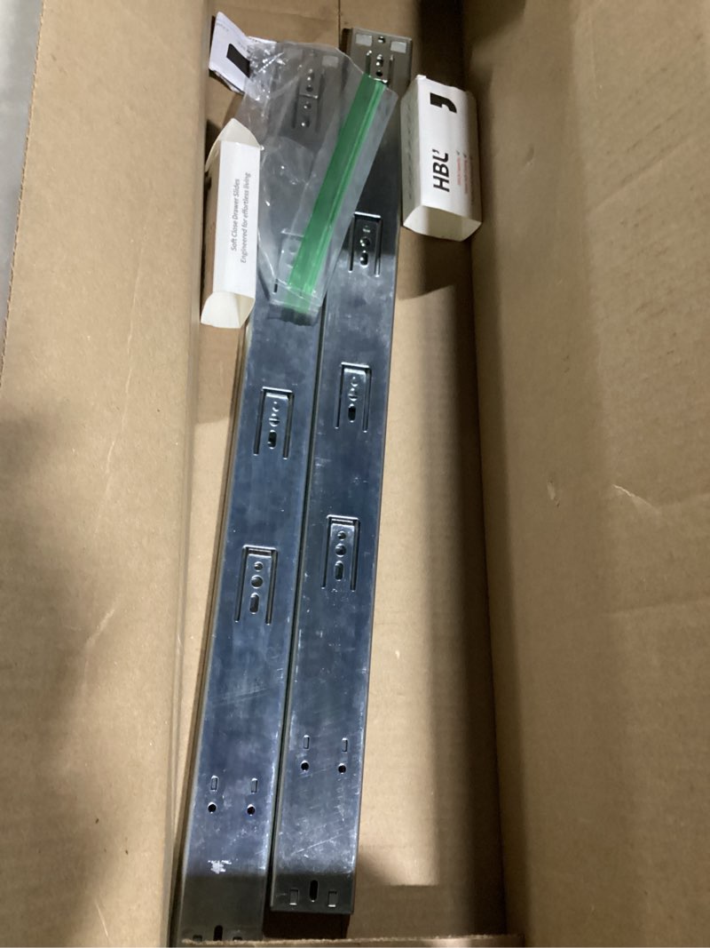 Condition photo showing Good Condition for 1 Pair | Soft Close Drawer Slides 22 inch, HBL’ Heavy Duty Cabinet Drawer Slides Replacement - Ball Bearing Full Extension, 200 LB Capacity, Made of Cold-Rolled Steel, Rust-Resistant & Long-Lasting. 22" Drawer Slide 1 Pair Silver
