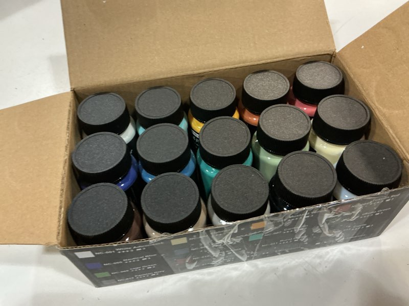 Condition photo showing Good Condition for nicpro 14 colors matte chalk paint for furniture with liquid wax, 2 oz/60ml | ultra matte finish, quick dry, craft paint, home decor for wood, cabinet, non-toxic acrylic paint set for beginner and artist 2 fl oz (pack of 15) 14 colors