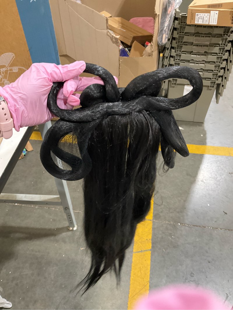 Condition photo showing As Is for Chinese Ancient Wig Women Hanfu Wigs Headdress Photography Dance Accessory Wigs Black for Women Integrated Hair Bun High TEM (Color : #17)