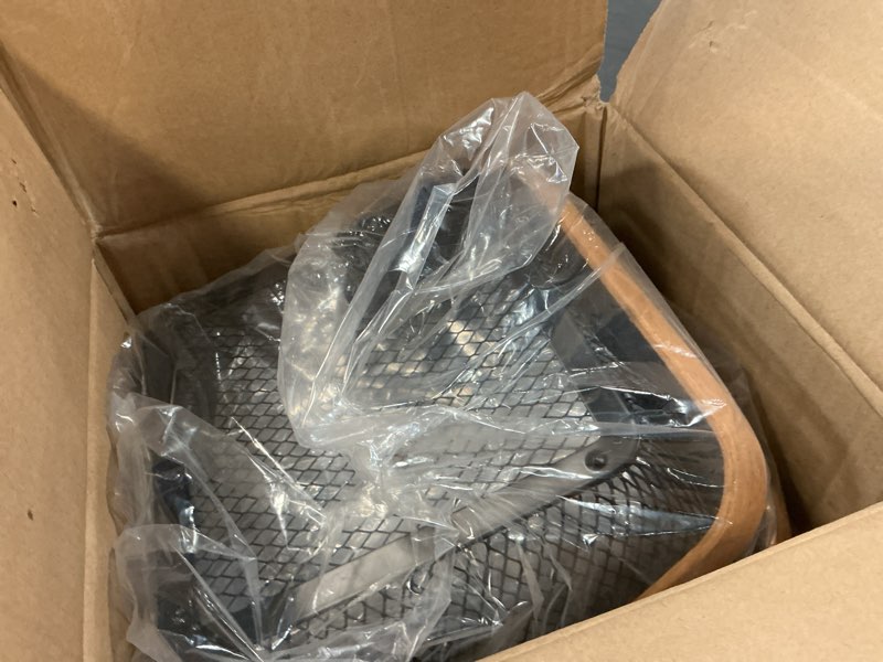 Condition photo showing Good Condition for 6 Pcs Metal Mesh Steel Basket with Handle Small Shopping Baskets Square Wire Harvest Storage for Kitchen Storage Garden Picnic Bathroom Organizing, 8.46 x 8.46 x 4.13 Inch(Black)