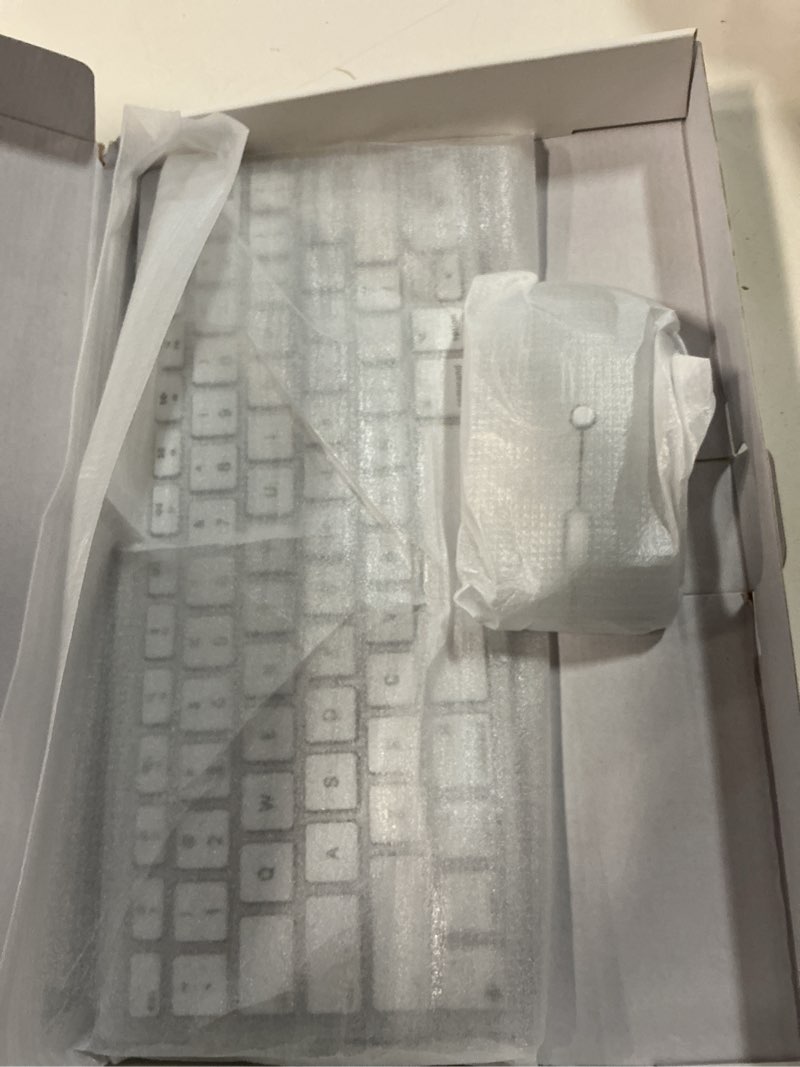 Condition photo showing New/Like New for wireless keyboard and mouse for mac, 14 media shortcuts keyboard with adjustable dpi mouse, slim & portable design, stable bluetooth connection, silver-white,omoton