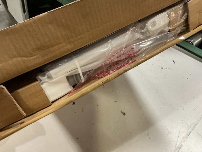 Condition photo showing New/Like New for regalo safety 29-38.5" baby gate for doorways & bottom of stairs, pressure mounted baby gate with door for babies, toddlers & pets, tested & safe for 30 years, american designed, american owned, white white 29-38.5"w x 30"h