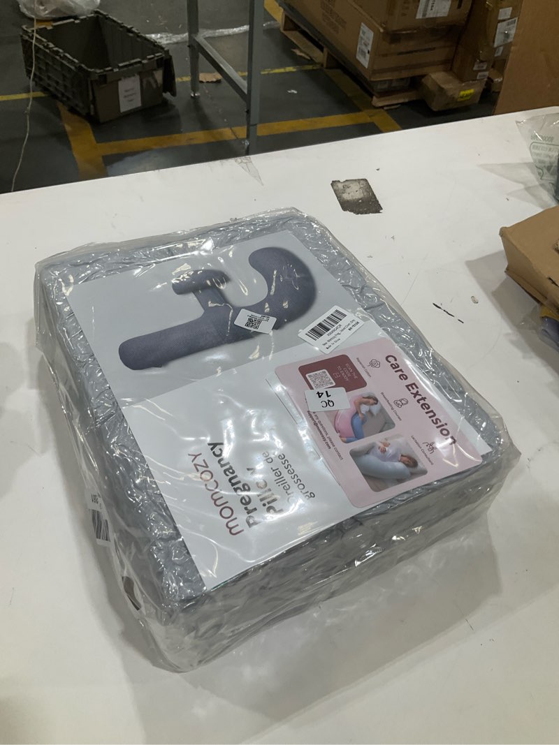 Condition photo showing New/Like New for momcozy pregnancy pillow, original f shaped maternity pillow for pregnant women with adjustable wedge pillow, full body support pregnancy pillows for side sleeping with velvet cover, grey gray cover: velvet,filling:polyester