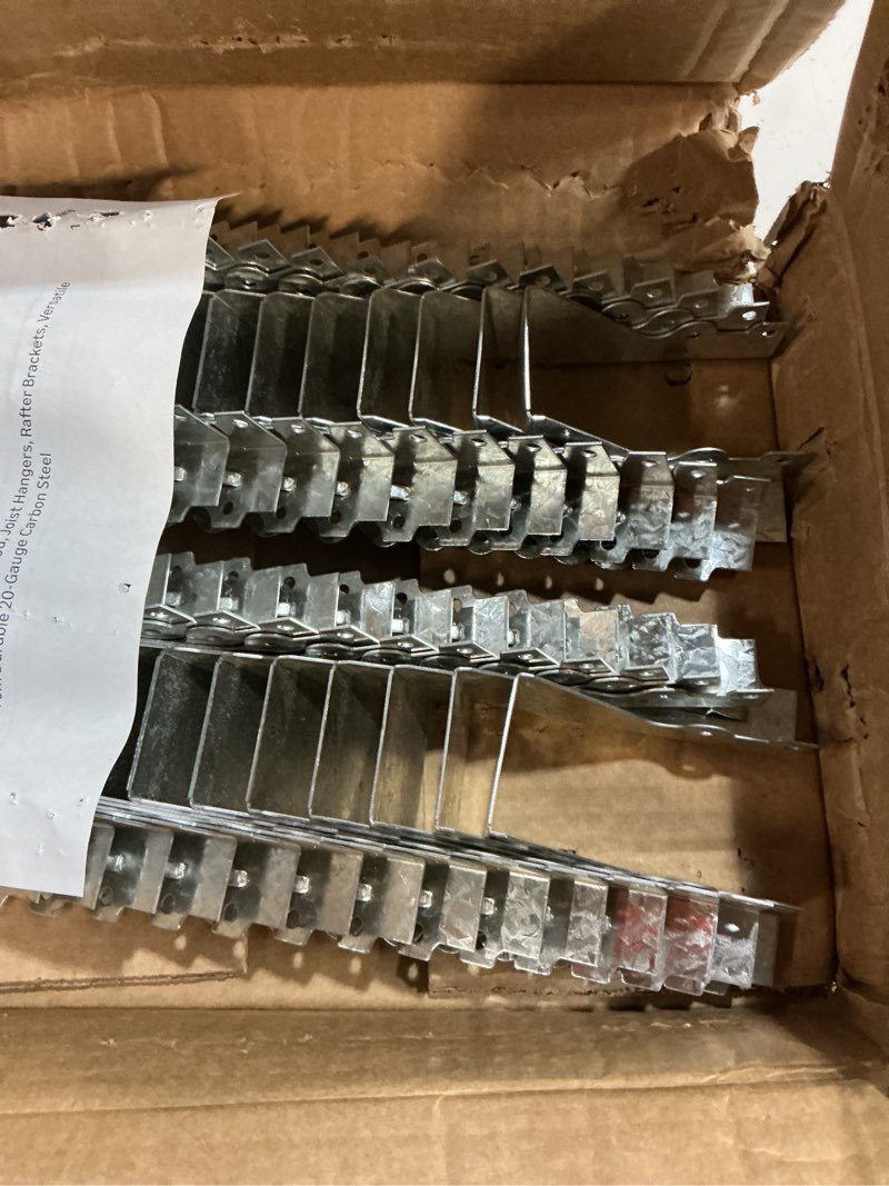 Condition photo showing New/Like New for (30-pack) calvana 2x4 brackets for wood, joist hangers, rafter brackets, versatile rafter ties, made from durable 20-gauge carbon steel joist hanger 2*4" 30pk (sliver)