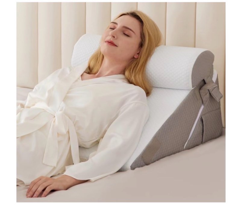 3PCS Wedge Pillow Set for After Surgery, Wedge Pillow for Acid Reflux Relief, Bed Wedge Pillow With Adjustable 9&12inch for Headboard,Sleeping, Orthopedic Memory Foam for Neck&Back Support, White/Grey