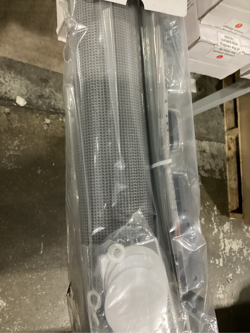 Condition photo showing New/Like New for Reinforced 120 Inch Retractable Dog Gate Extra Wide Retractable Baby Gate Stop Bottom Crawling Over Babies and Pets Retractable Pet Gate Puppy Gate for The House Extra Wide Child Gate for Wide Opening Gray Reinforced 33" Tall x 120" Wide